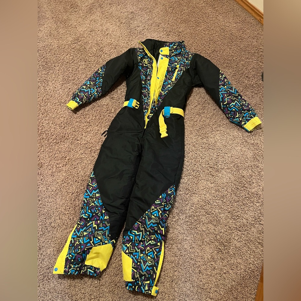 Rare Retro Men’s Tipsy Elves Lightning Bolt geoprint Snowsuit